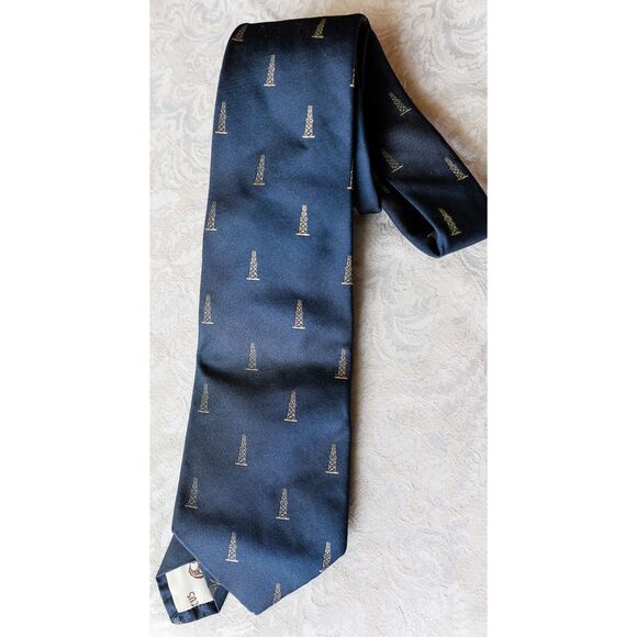 Italian Silk Oil Rig or Derrick Tie by Neiman Marcus Vintage Texas - Picture 5 of 6